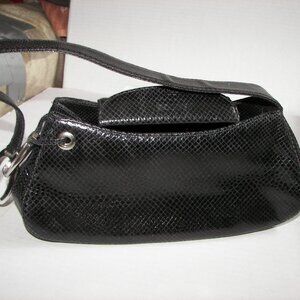 Judith Leiber embossed black leather evening bag and 3 dust bags